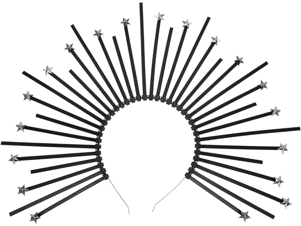 Tiara Deusa em plástico preto para mulheres, acessório exclusivo.