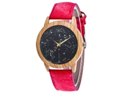 Reloj De Cuarzo Casual Con Correa De Jeans Estampado Cielo Estrellado Rojo