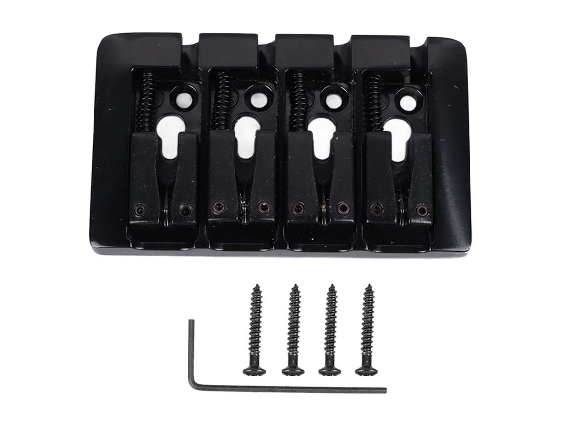 Ponte em L para Baixo Elétrico de 4 Cordas, Ponte de Metal Maciço De, Acessórios para Instrumentos Musicais, Preta AQUAFORGE