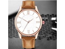 Relógio de Pulso Masculino Elegante de Quartzo com Pulseira de Pu Display Analógico Dial Redondo