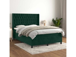 Vidaxl Cama Com Molas/colchão 140x190 Cm Veludo Verde-escuro