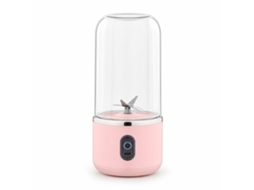 Liquidificador Portátil Elétrico Rosa, Copo Individual Para Sumos E Batidos, 6 Lâminas Com Tampa