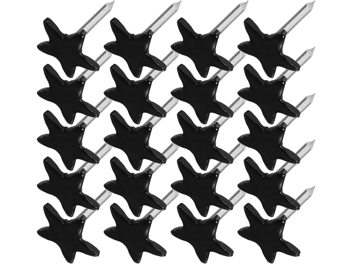 Conjunto de 300 tachinhas de metal marrom, tamanho 11x13 mm, em formatos práticos e decorativos para quadrados de cortiça.