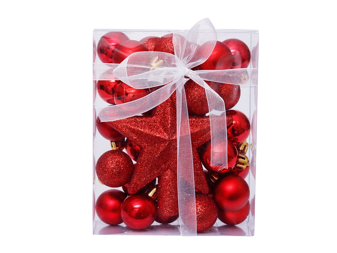 30 Unidades de Bolas de Natal Decoração de Bolas de Árvore de Natal Inquebráveis para Decoração de Festa de Natal Vermelho