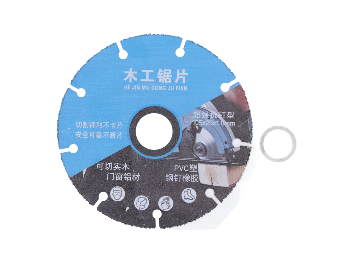 Disco de serra circular em aço manganês de alta qualidade para corte de madeira e PVC, ideal para trabalhos em madeira.