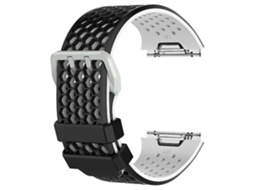 Pulseira De Relógio Lurelia Para Fitbit Ionic Em Silicone Bicolor Com Fivela Preta Branca