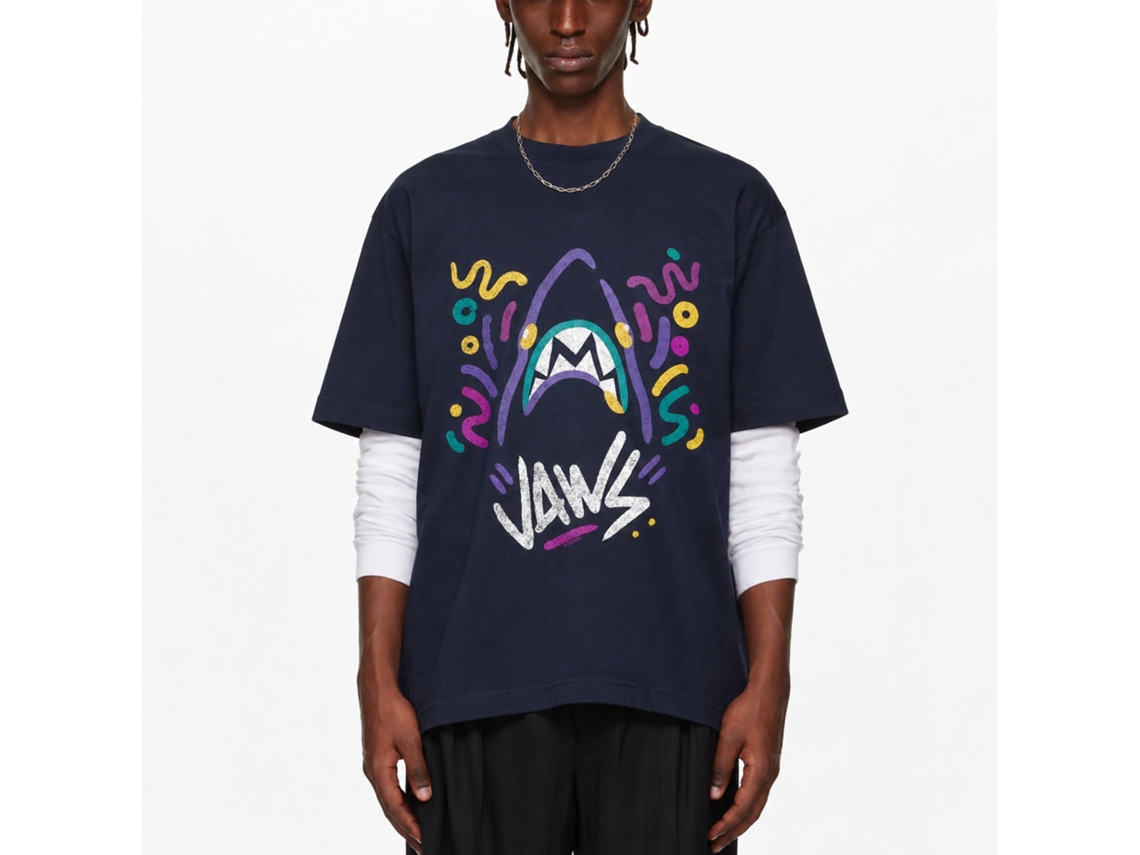 Rockinstone Jaws Movie Doodles Navy Adult T-shirt Size:xxxl