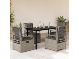 5 Pcs Conjunto De Jantar P/ Jardim C/ Almofadões Cinzento Claro Dkd Home Decor