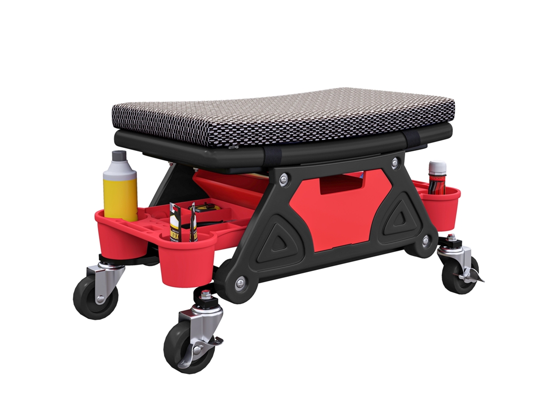 Banquinho móvel de oficina, 135kg, com rodízios giratórios, preto 64,5x33x35cm S/MARCA