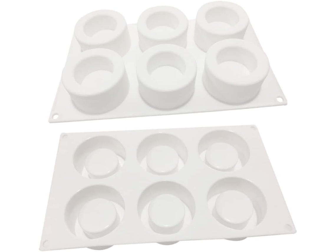 Molde De Silicone Para Mousse Com 6 Cavidades, Branco.