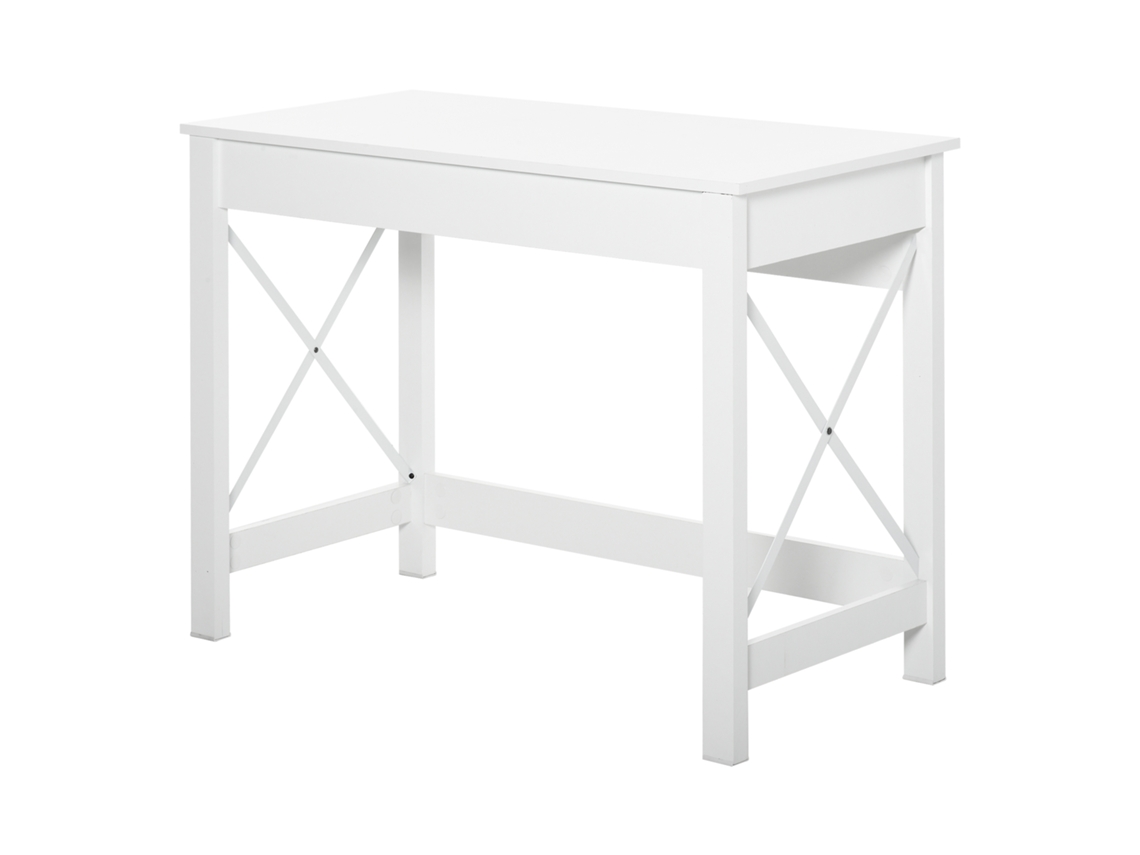 Mesa de Pc com e Minimalista. em Madeira e Aço.. 105x50x76 Cm Branco