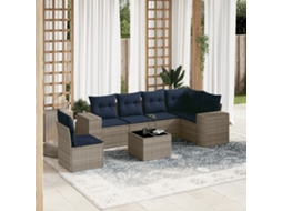 Conjunto de Sofá de Jardim de 5 Peças com Almofadas em Rattan Sintético Preto VIDAXL