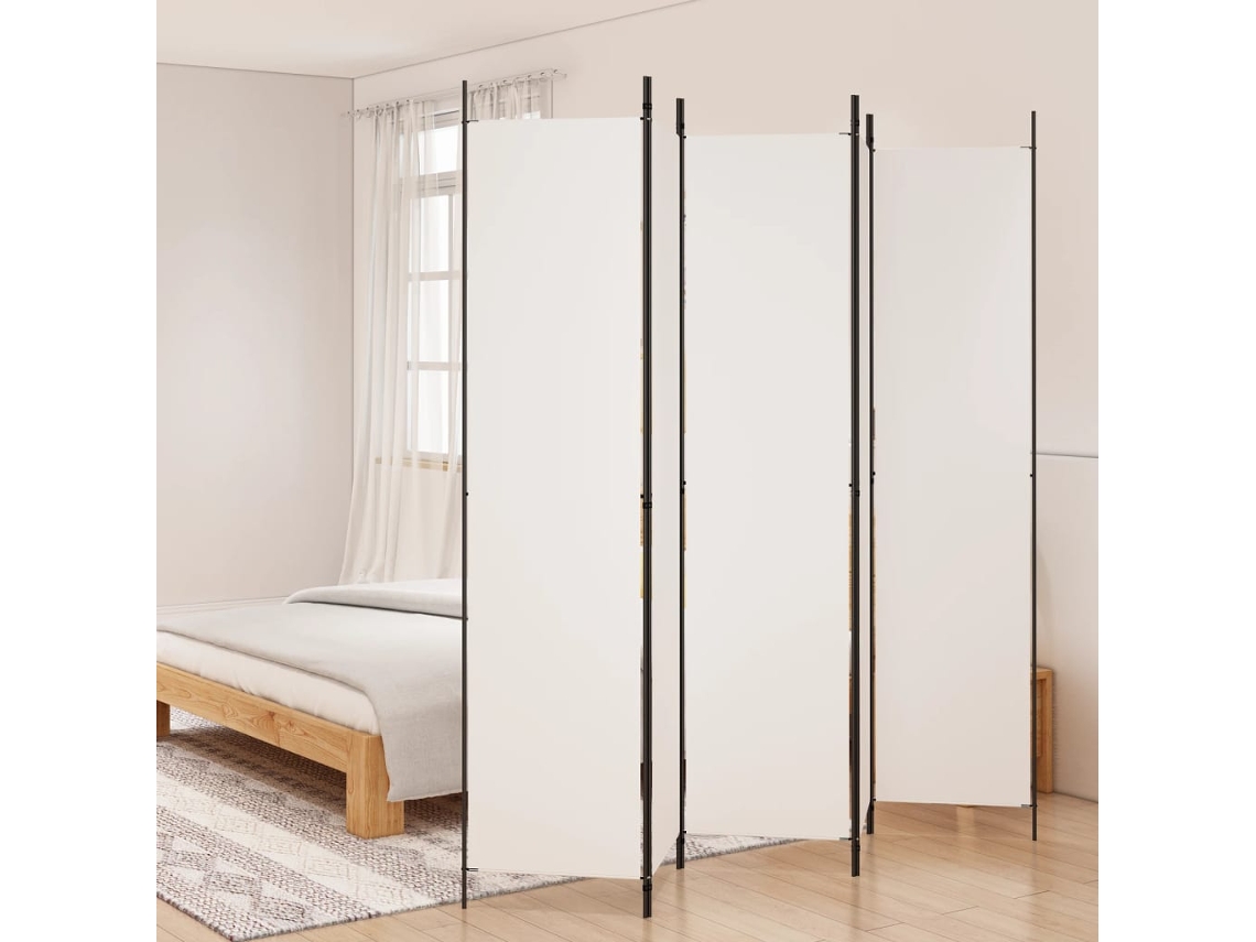 Vidaxl Divisória/biombo Com 5 Painéis 250x220 Cm Tecido Branco