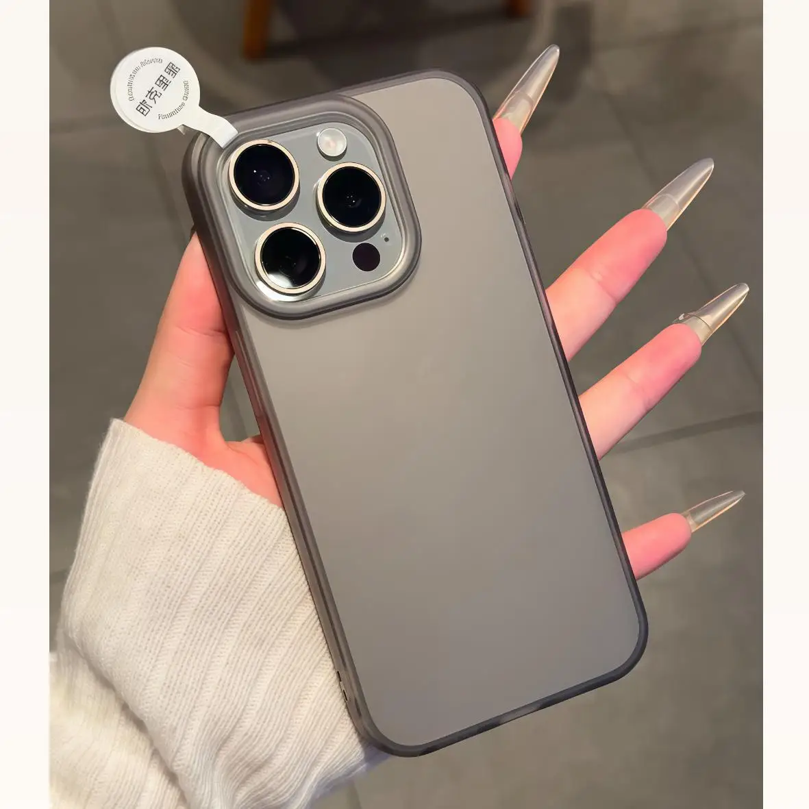 Capa De Celular Transparente Fosca Macia (iphone 14 Preto)
