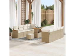 Vidaxl Conjunto De Sofá De Jardim 11 Pcs Bege Vime Pe