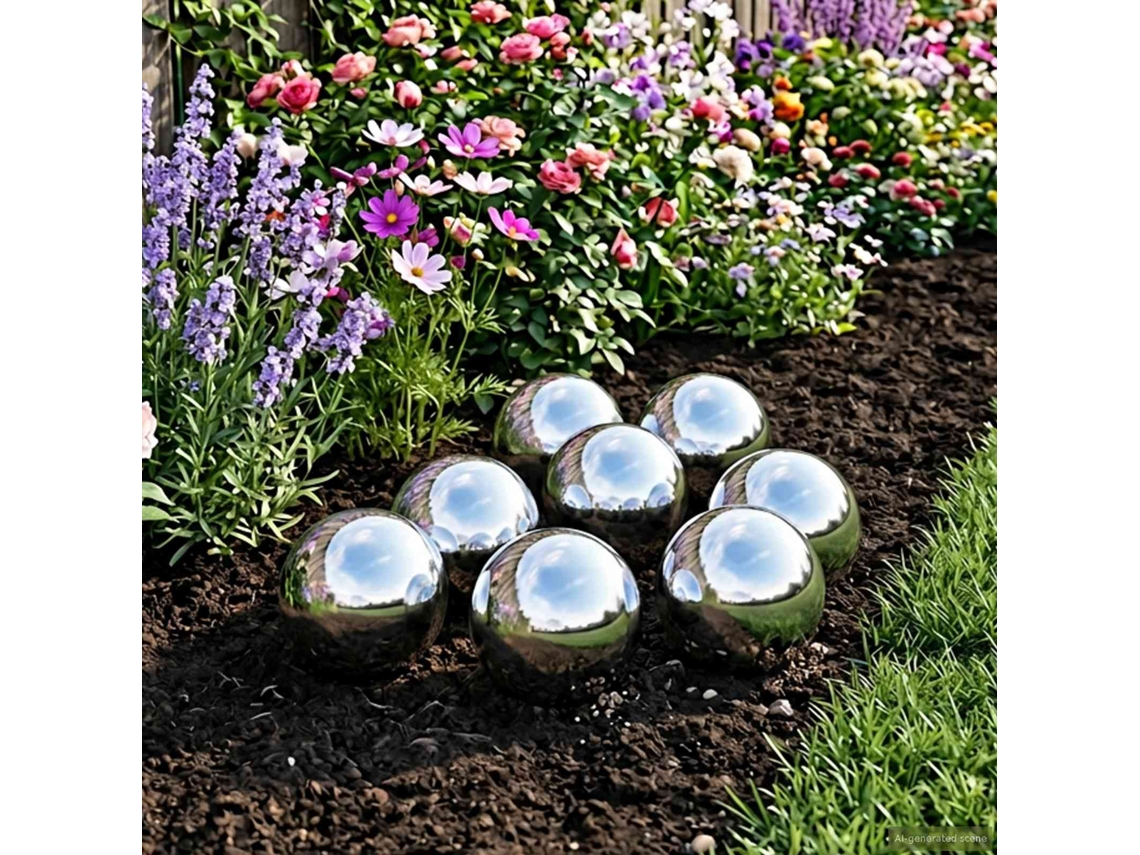 Vidaxl Bola Espelhada 8 Unid. Ø 5 Cm Prateado Aço Inoxidável 201