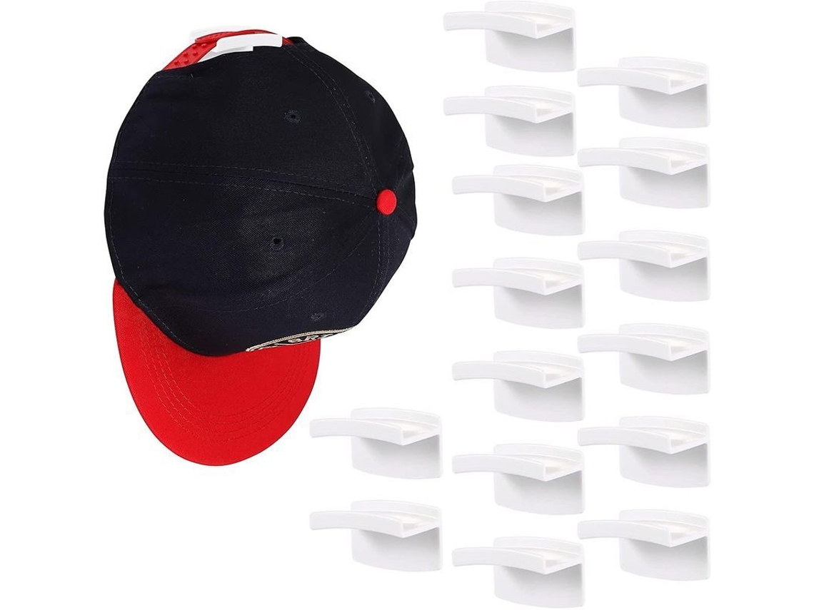 Ganchos Autoadhesivos Para Chapéus Minimalistas Sem Furar: Design De Rack De Chapéus Para Parede 15 Peças Branco
