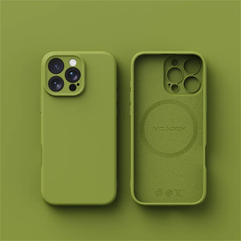Capa Para Iphone 13 Pro (verde) Com Carregamento Sem Fio, Feita De Silicone Líquido, Lisa E Com Encaixe Perfeito.