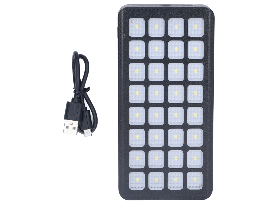 2026 bateria Solar Portátil 30000mah com 32 Leds, 4 Usb, 3 Modos de Luz, Carregador para Telefones, Camping, Pesca
