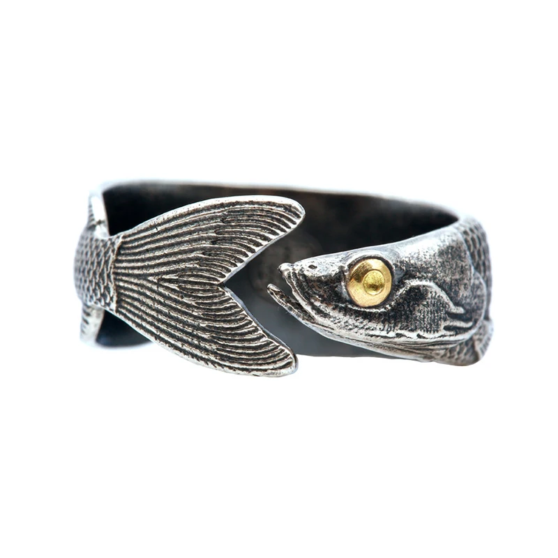 Anel Aberto Exclusivo Em Formato De Peixe, Estilo Retrô, Ajustável, Com Inspiração Punk E Animais.