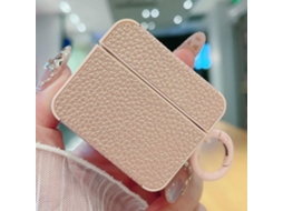 Capa Protetora Para Fones De Ouvido Airpods 3 Com Adesivo De Couro Texturizado De Lichia.