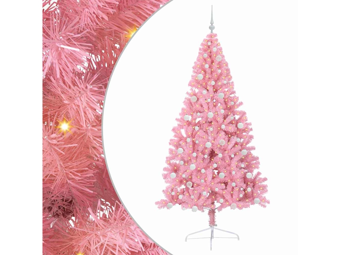 Árvore De Natal Artificial Iluminada Vidaxl Rosa Pvc (240 Cm)