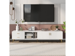 Suporte Para Tv De 75 Polegadas Branco, Aparador Baixo Móvel Rack Armário Centro De Entretenimento Mesa Console
