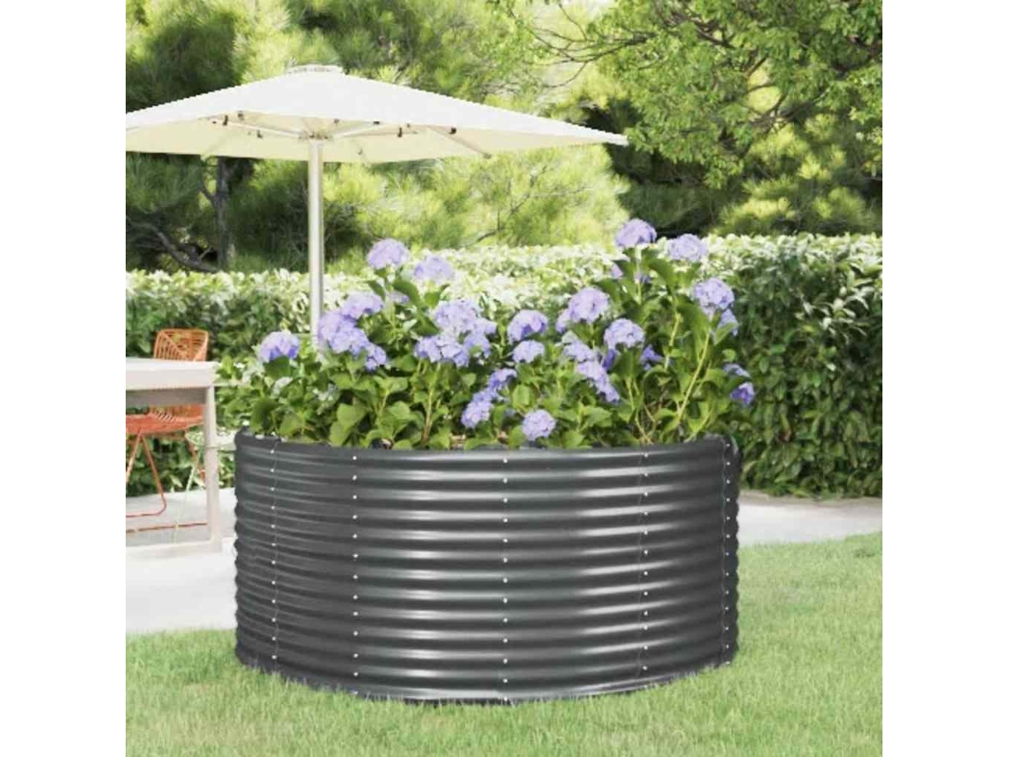 Vidaxl Canteiro Elevado Jardim 140x140x68 Aço Galvanizado Antracite