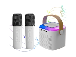 Máquina De Karaokê Para Crianças E Adultos, Mini Karaokê Bluetooth, Alto Falante Para Cantar Com 2 Microfones Sem Fio E 7 Luzes Coloridas, B Yizhood