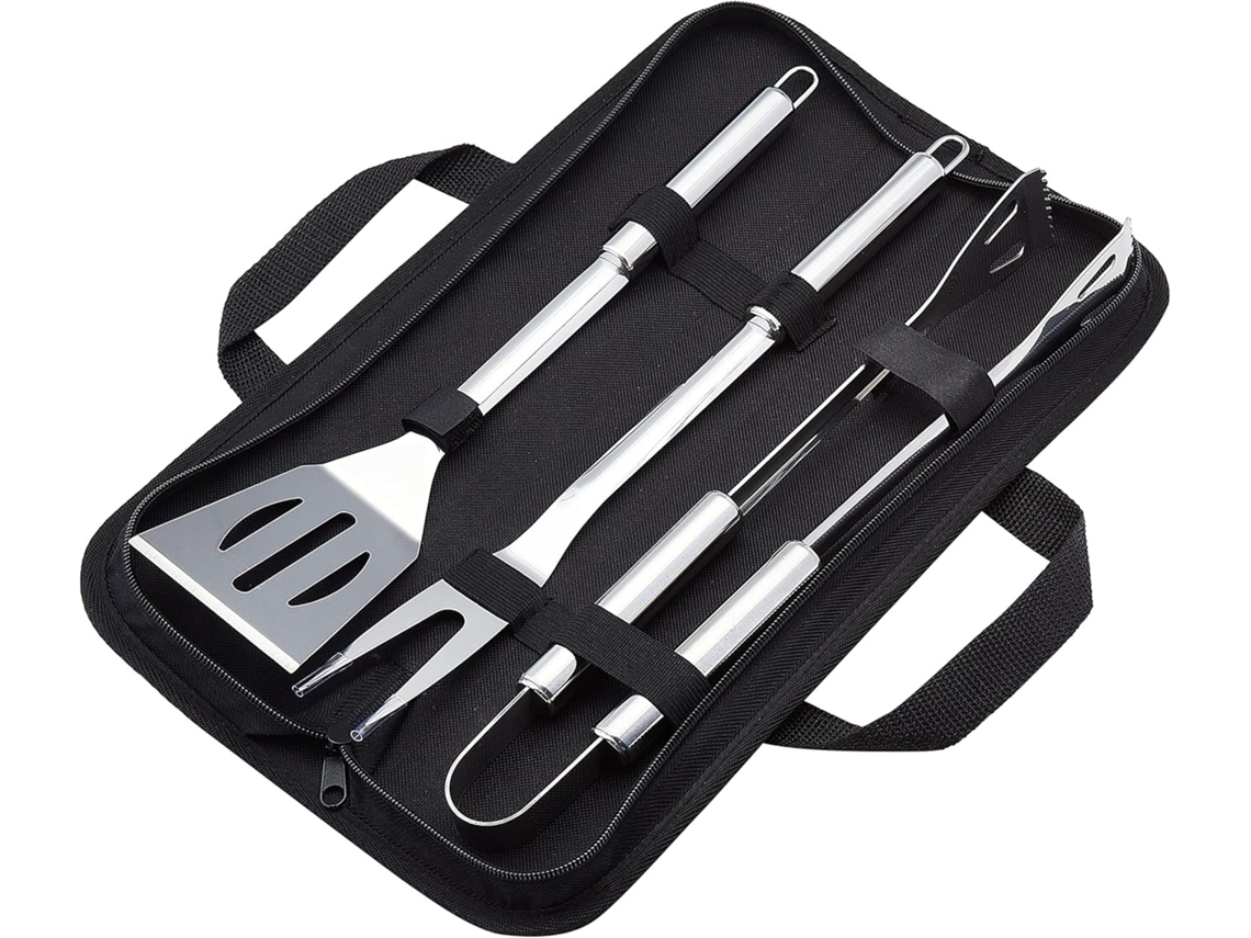 Conjunto De 3 Peças De Ferramentas Para Bbq, Em Aço Inox, Fácil De Limpar, Com Estojo/bolsa, Para Churrasqueira E Bbq