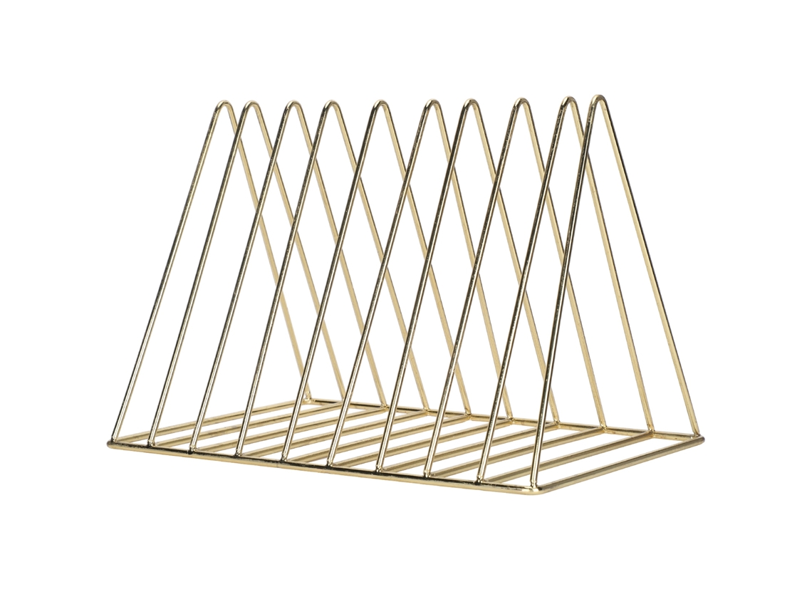Porta Revistas De Hierro Triangular Organizador De Archivos Metal Desktop Para Libros Oro