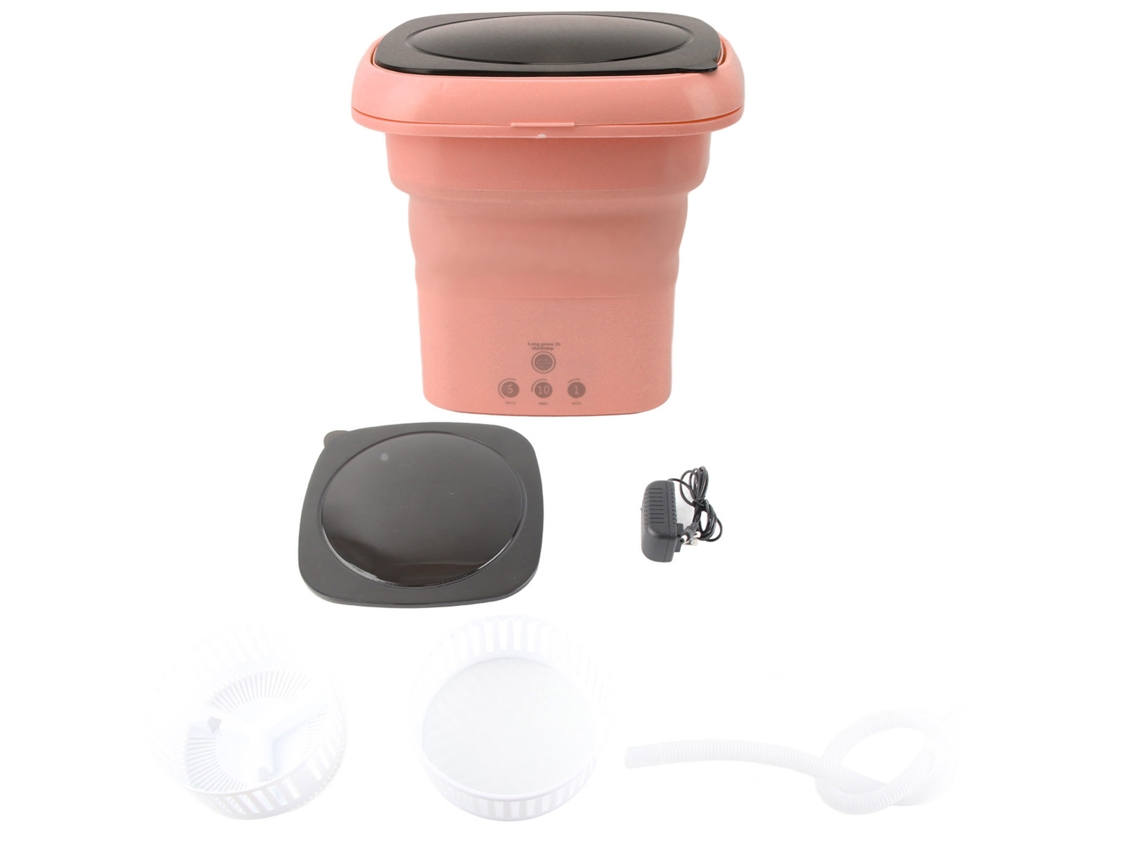 Máquina de Lavar Plegável Portátil Mini Balde com Tampa Preta para Viagem Rv Apartamento