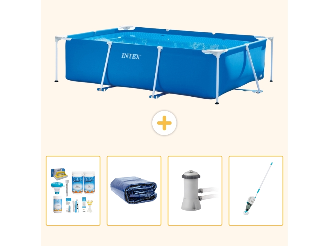 Intex Piscina Com Estrutura Retangular - 300x200x75 Cm - 5-peças S165