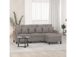Vidaxl Sofá 3 Lugares Com Apoio De Pés 180 Cm Tecido Cinza-acastanhado