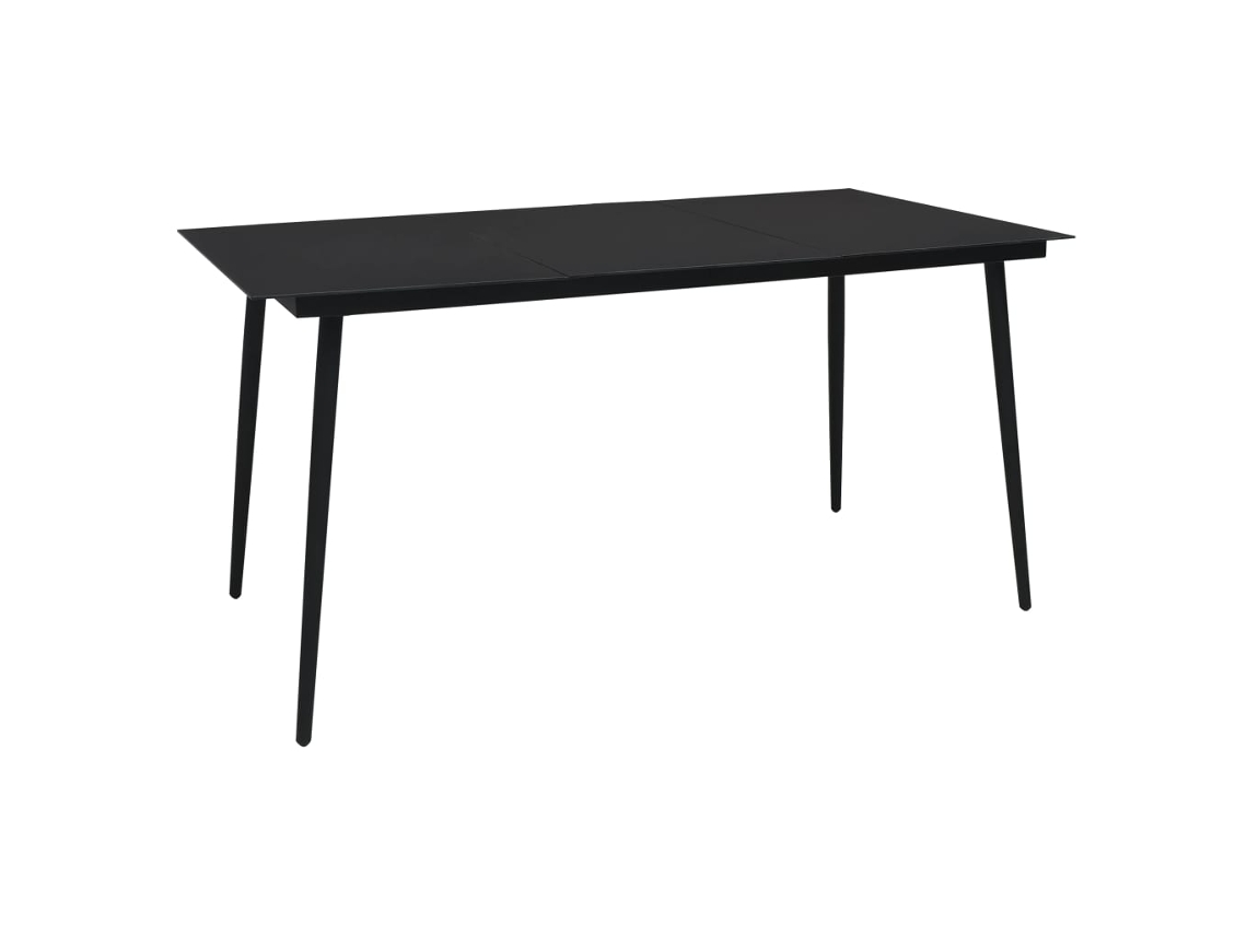 Vidaxl Mesa De Jantar Para Jardim 150x80x74 Cm Aço E Vidro Preto