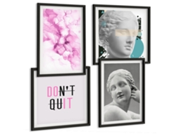 Composição De Quadros Decorações Estilosas Clássicas Modernas Espelharte (4 Peças)