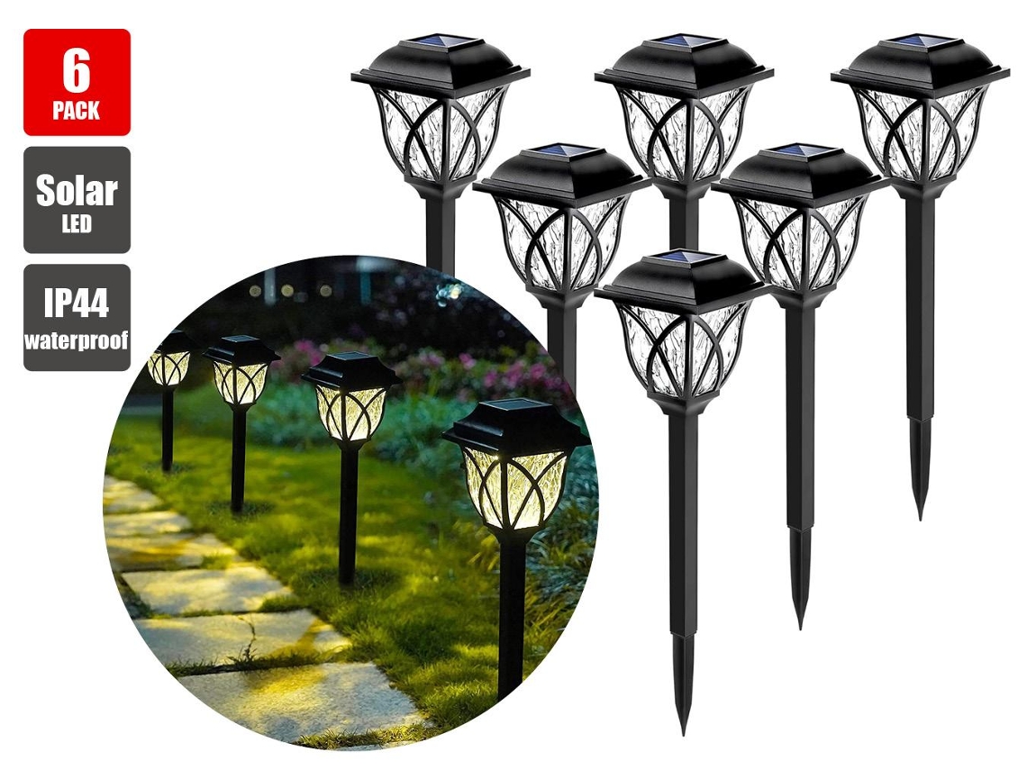 Kit com 6 luminárias solares, led, caminhos, jardim AQUAFORGE
