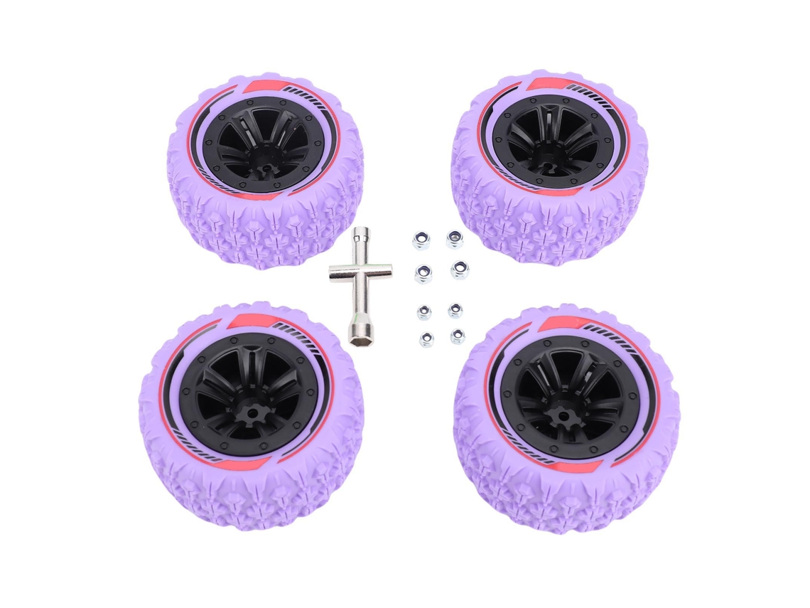 Conjunto De Pneus Llanta Rc Com Parafuso Hexagonal De 12mm, 3,26x1,67 Polegadas, Terreno De Lama Para Carro Crawler Caminhão 1/14 1/16 Roxo