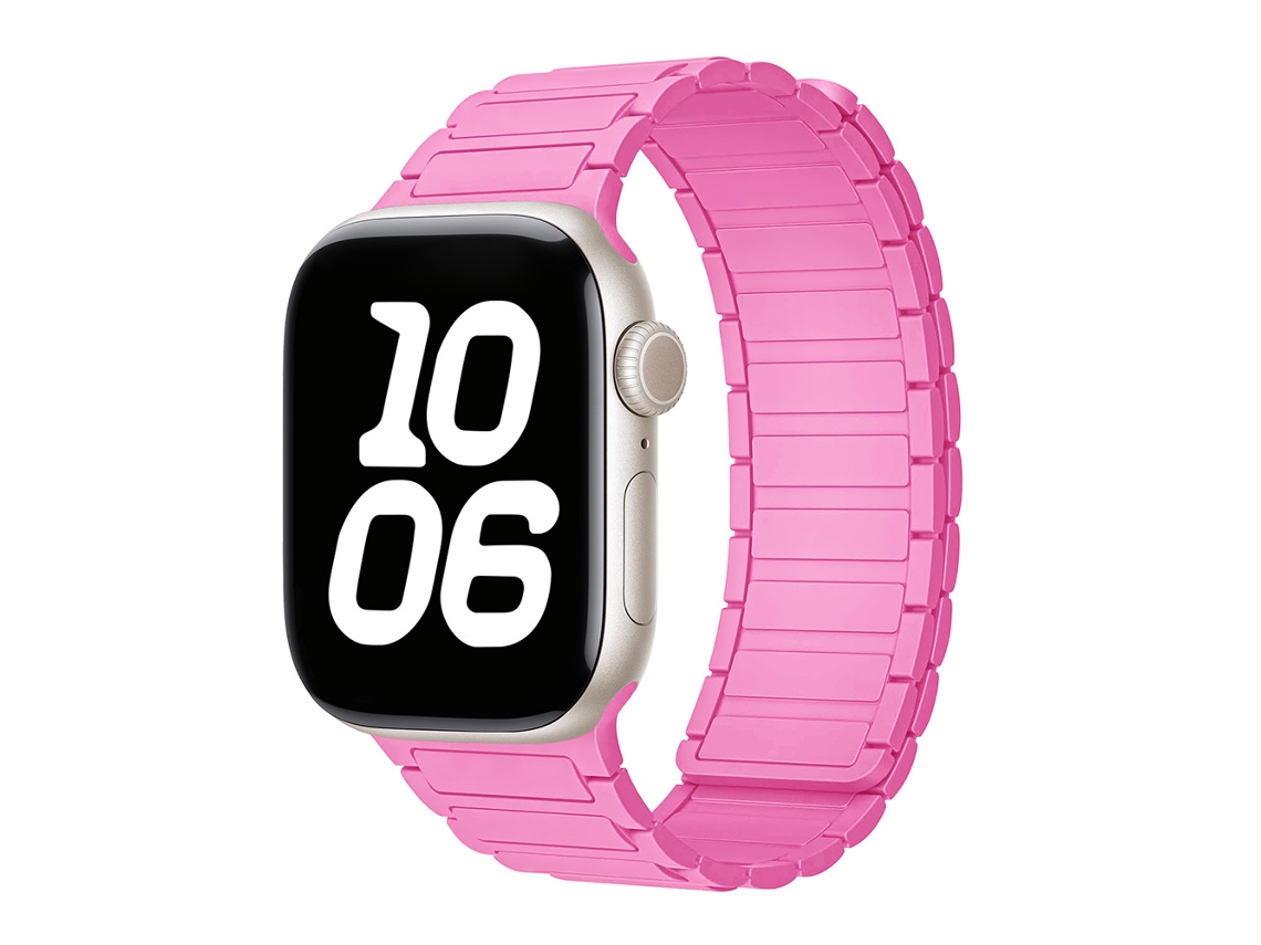 Pulseira Magnética de Silicone Halinuia para Apple Watch Series 1 11/ultra 1 3/se3 , Design Esportivo Respirável. Rosa (42 49 Mm)