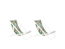Conjunto de 2 tecidos de substituição para espreguiçadeira BELIANI Anzio/avellino de Poliéster Verde 113x44x1