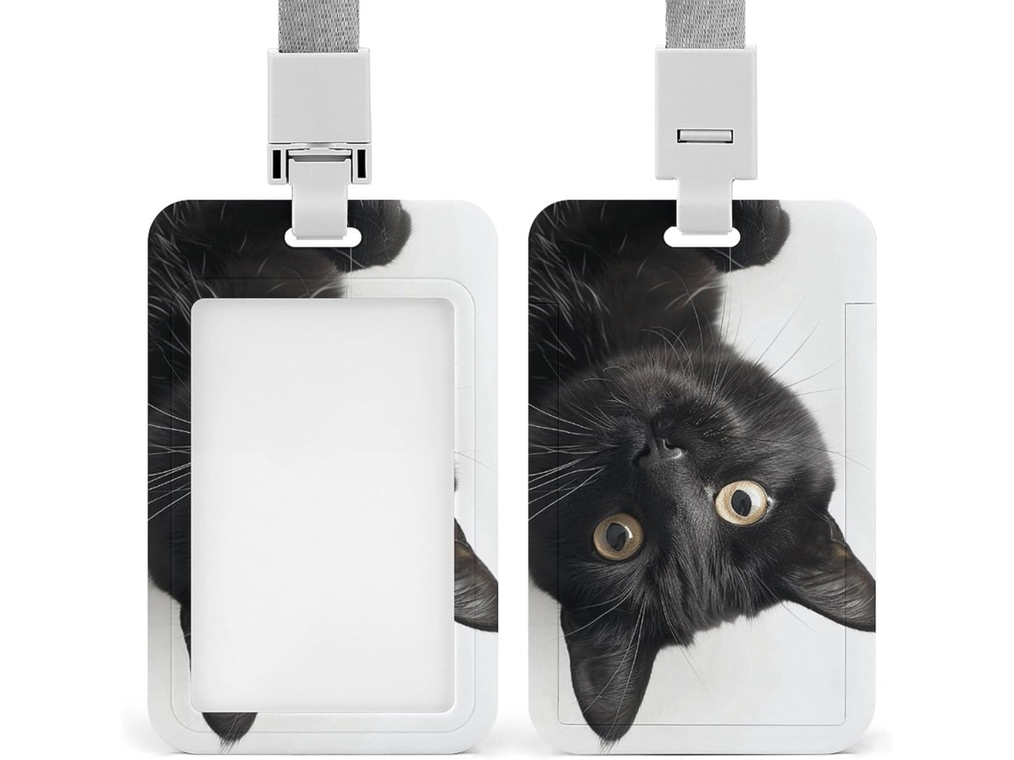 Porta Crachá Com Estampa De Gato Preto, Personalizável E À Va D Água, Ideal Para Secretárias, Médicos