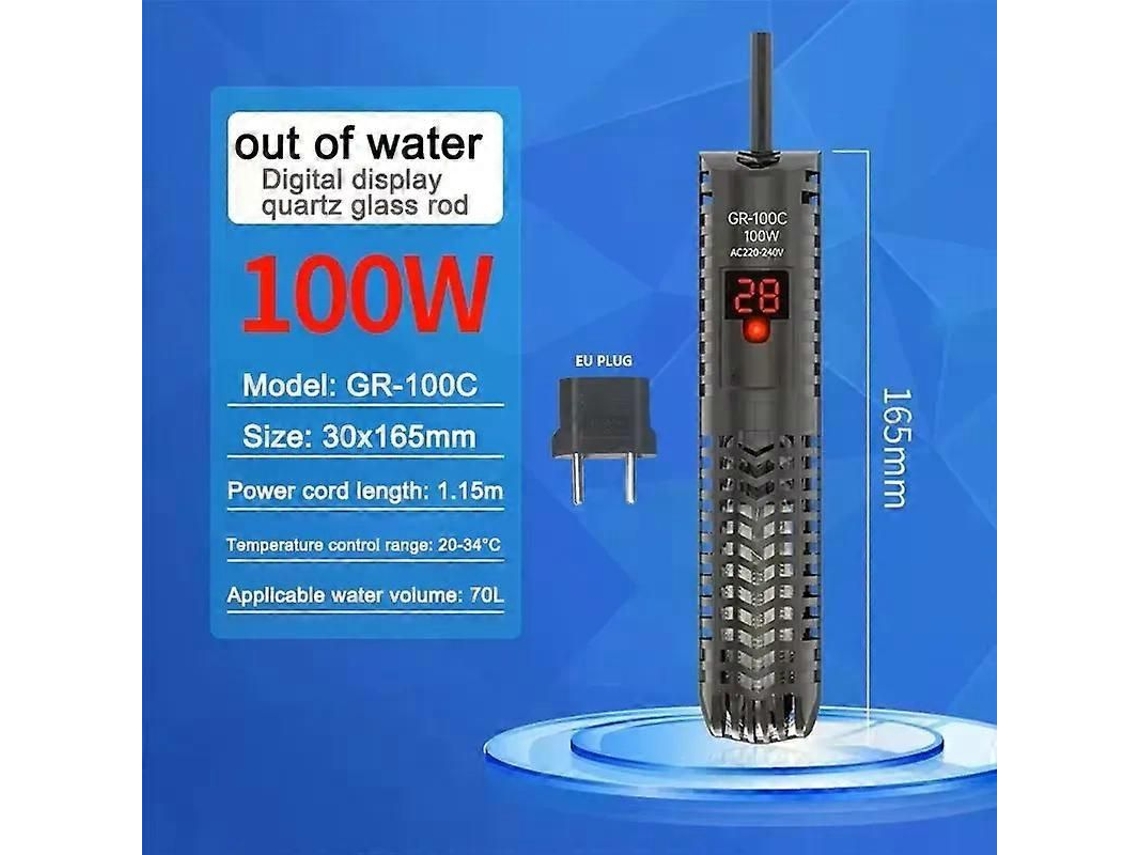 Aquecedor de Aquário Digital 25w a 500w com Termômetro e Controle Automático Temperatura Constante, À Prova Xplosão. GOKOCO