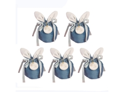 5 Bolsas De Felpa Com Orelhas De Coelho Para Joias, Chocolate E Presentes De Festa Linjou Azul