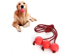 2026 brinquedos para Cães Linjou: Bola com Corda, 3 Peças, Borracha Durável, para Treinamento e Mastigação