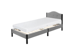 Cama estofada individual ML DESIGN com colchão de 10cm, cabeceira e base (90x200cm) bege