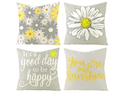 Conjunto de 4 Capas de Almofadas Nova Line, Linho, Flores, 45x30cm | S/MARCA