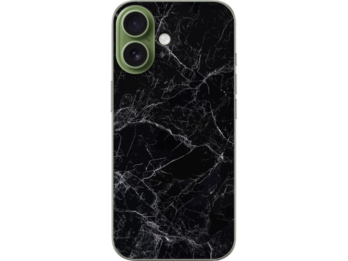Capa Para Celular Compatível Com Apple Iphone 17, Cor Preta Marmorizada.