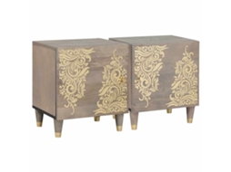 Vidaxl Mesa De Cabeceira Com Porta 2 Unid. Cinzeto 40 X 33 X 46 Cm
