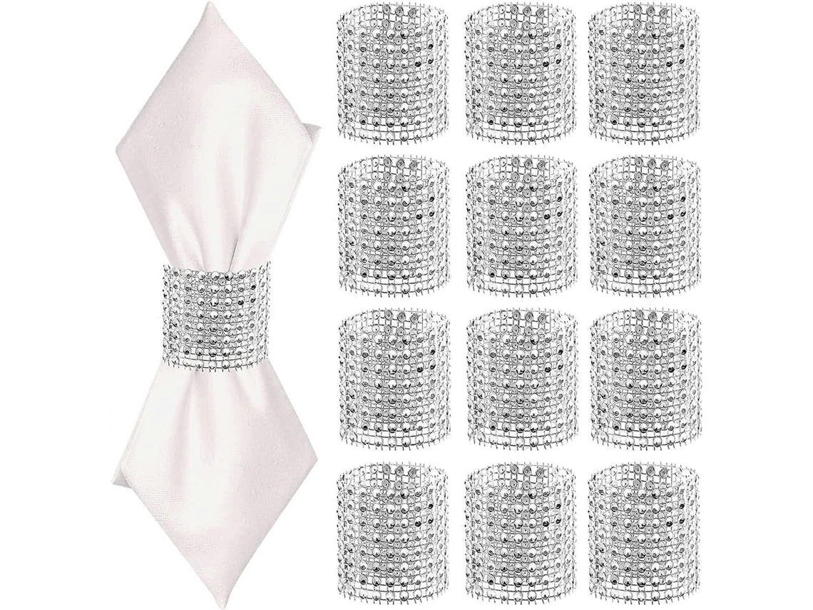 24 Anéis para Guardanapos Dourados de Plástico com Velcro para Casamentos, Festas, Aniversários e Jantares Plata