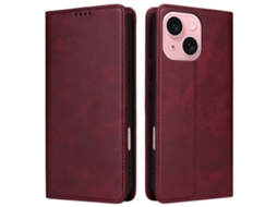 Capa Bloqueio Rfid Para Iphone 15 Pele Sintética Vermelho